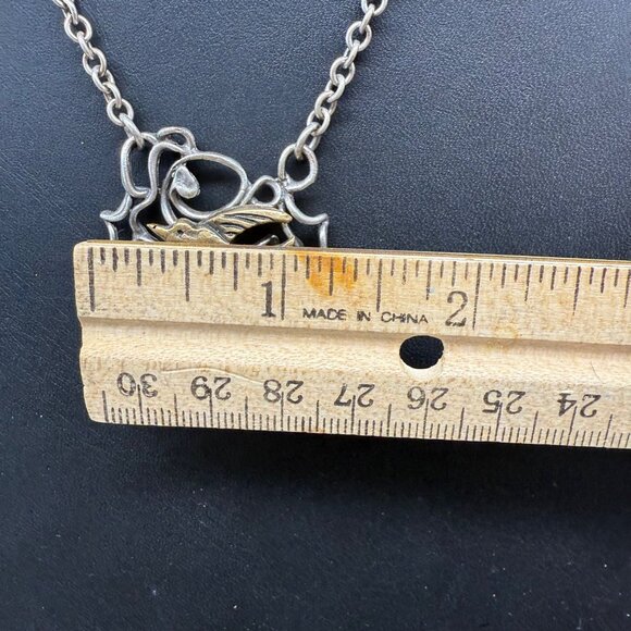 NWT Rook & Crow 19" Silver & Gold Tone Bird Pendant Necklace - Picture 3 of 6